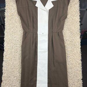 Vintage David Warren Sleeveless Dress Women’s Brown White ILGWU NO SIZE